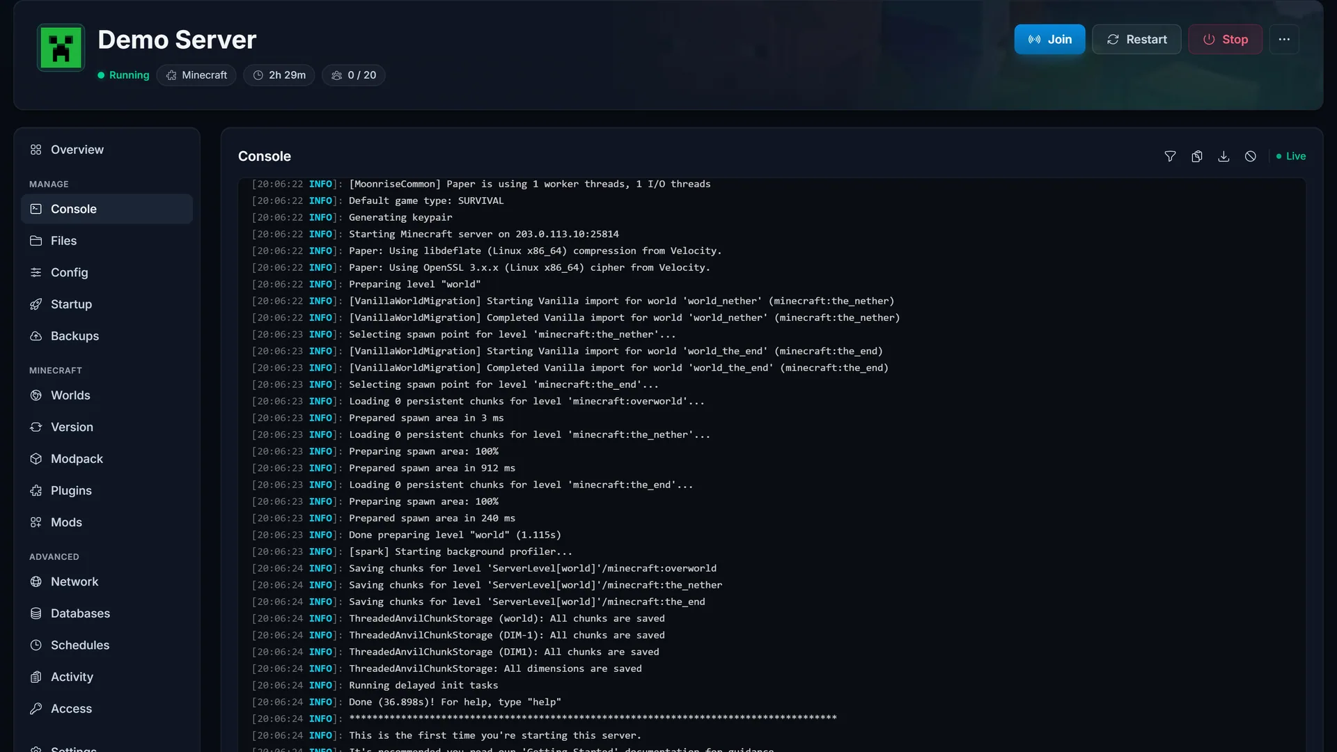 Live Console